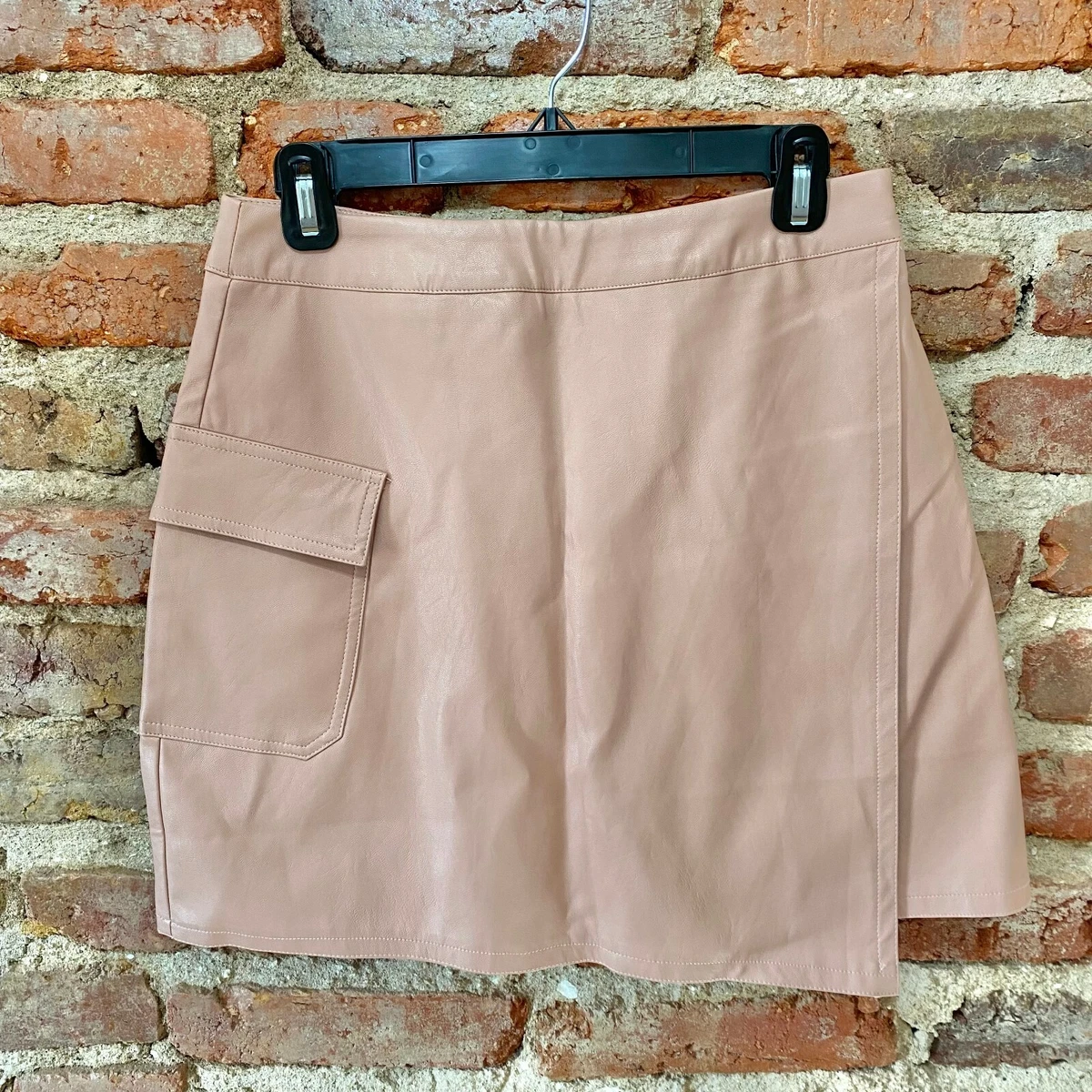 Blush pink cheap leather skirt