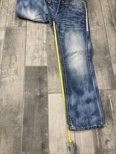 $ 220 Herren Rock Revival Jeans "Aubin" Ledereinsätze entspannt gerade 32 x 31!!! - Bild 12 von 13