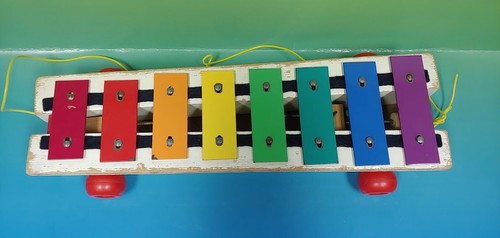 VINTAGE 1964-1978 FISHER PRICE MUSICAL PULL A TUNE XYLOPHONE STRING TOY #870 - Picture 3 of 5