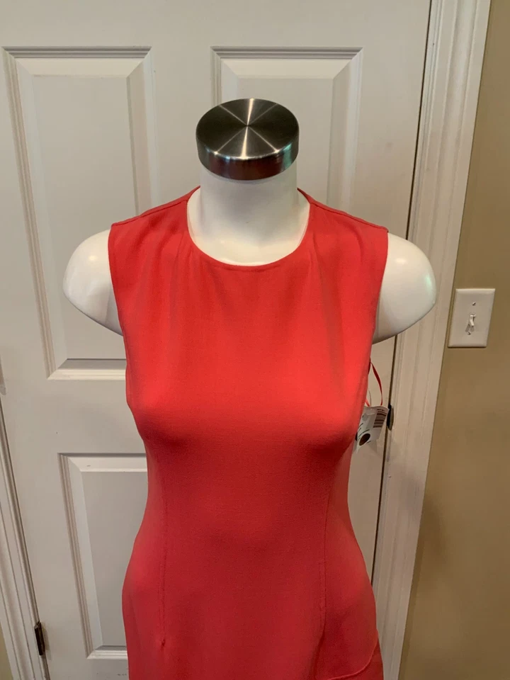 Michael Kors Collection Coral Pink Wool Crepe Fit & Flare Dress, Size 2 - Image 2 of 4