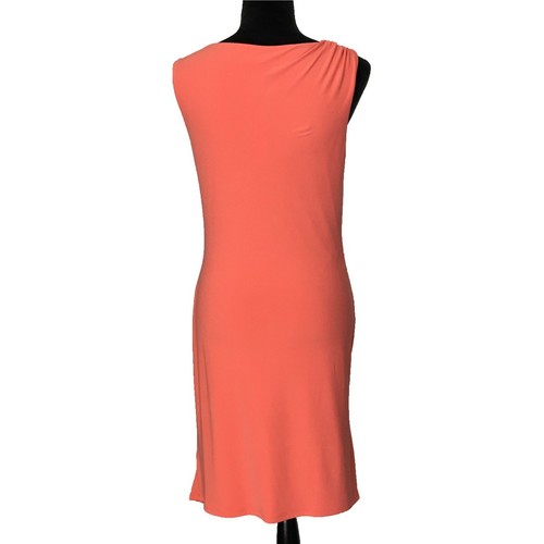 NEW Catherine Malandrino Med Dress Flame Peach Knit Stretch Ruched Bodycon $98 - Picture 4 of 7
