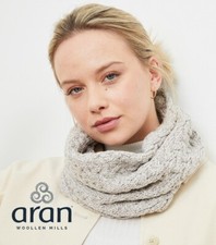 Irish Merino Wool Women's Infinity Cable Knit Scarf by Aran Woollen Mills