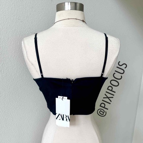 ZARA NEU STRASS GLITZERNDES BUSTIER KORSETT TOP SILBER / SCHWARZ | M MEDIUM - Bild 10 von 12