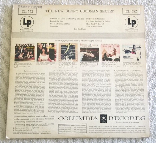 The New Benny Goodman Sextet / Columbia – CL 552 /Mono, Repress/ 1955 Jazz - Picture 2 of 6
