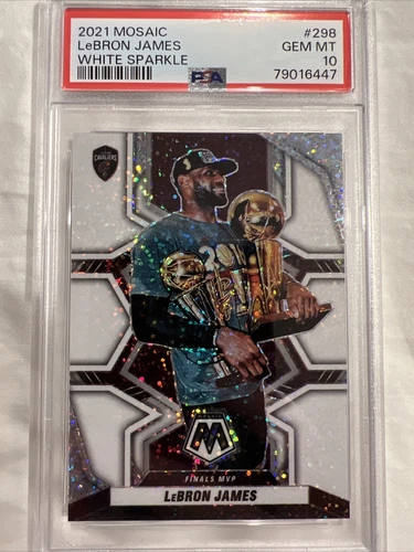 LeBron James 2021 Panini Mosaic 'Finals MVP'  White Sparkle SSP Rare!! PSA 10!!!