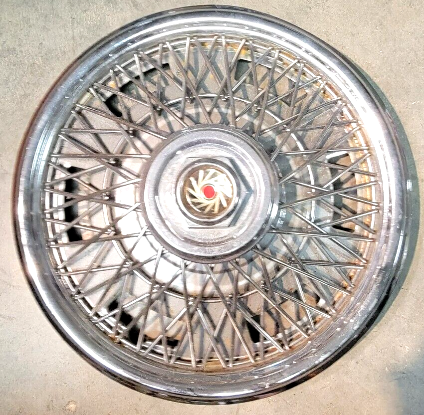 Vintage Wheel Covers Set 14" Wire Hub Cap 72 Spoke Chrome Kmart NOS Set