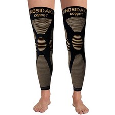 Full Leg Compression Sleeve Pair Copper Knee Sleeves Anti Slip Compression St...