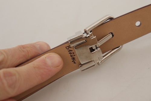 Dolce & Gabbana Cinturón Marrón Cuero Clásico Plata Logo Metal Hebilla S. 90cm/3 - Imagen 7 de 9