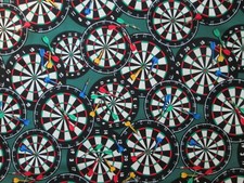 DART BOARDS DARTS GAMES MAN CAVE BAR COTTON FABRIC FQ