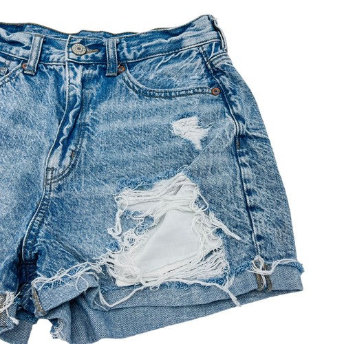 American Eagle High Rise Jean Shorts Distressed Acid Wash Womens Size 0 Blue EUC - Picture 3 of 8