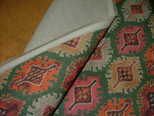 Sorrel Green Ikat Kilim 100% Cotton Curtain Upholstery Cushion Bag Making Fabric - Picture 14 of 18