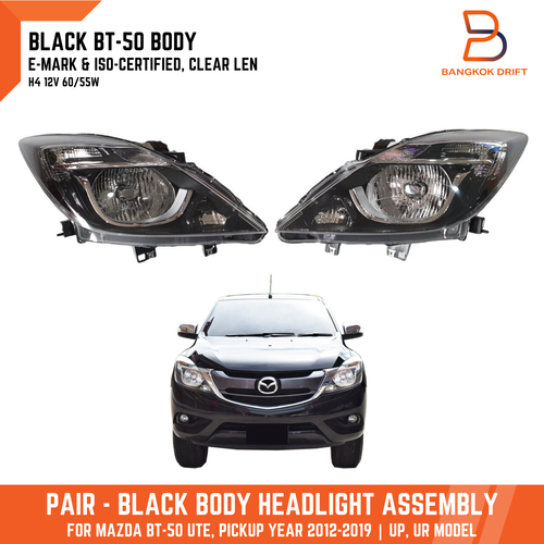 Sport Black Body Headlight Lamp Assembly Pair Fit Mazda BT-50 UP UR 2012-2019 - Picture 1 of 9