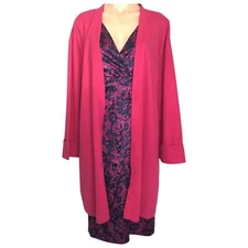LORRAINE Fuchsia Pink Open Waterfall Jacket Stretch Womens Size 14