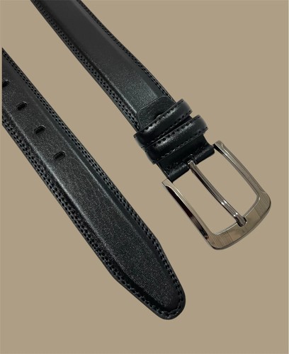 Black Vintage Handmade Grain Cow Leather Belt Unisex's Classic Jean Belt ĐT01 - Picture 4 of 4