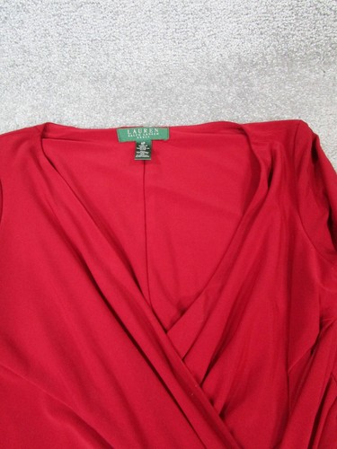Lauren Ralph Lauren Dress Womens 4 Petite Red Wrap * - Picture 2 of 13