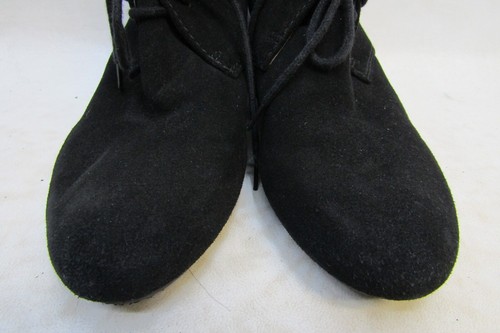 NINE WEST Womens Size 8 M Black Suede Lace Up Wedge Ankle Fashion Boots Booties - Picture 6 of 11