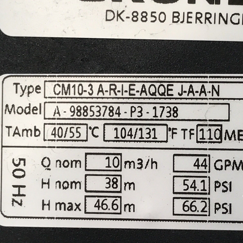 Grundfos CM10-3 A-R-I-E-AQQE J-A-A-N Centrifugal Pump CM10 A-98853784-P3-1738 - Picture 7 of 13