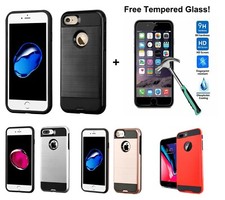 For Phone 6 7 8 Plus Ultra Thin Slim Hard Hybrid Case Cover  Tempered Glass