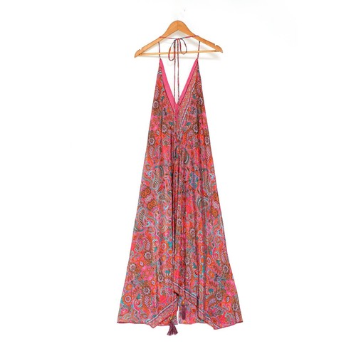 Brand New Recycled Sari Backless Maxi Dress Summer Beach Festival - Picture 4 of 30