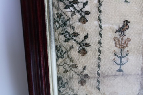 Antique 1839 Primitive Pennsylvania Folk Art Sampler, Ann Scott, Birds, Flowers - Picture 14 of 24