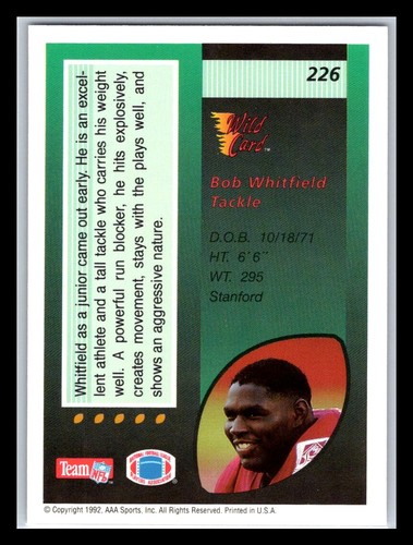 1992 Wild Card Football # 201 - 300 - Pick Your Card! - Bild 52 von 200