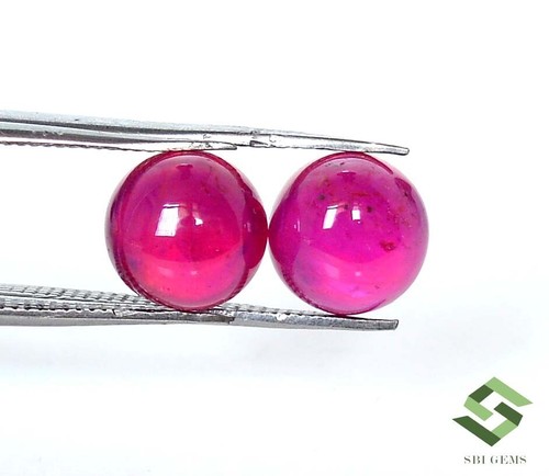 Coppia di cabochon tondi rubini naturali 8 mm 7,37 CTS calibrate pietre preziose sfuse GF - Foto 3 di 7