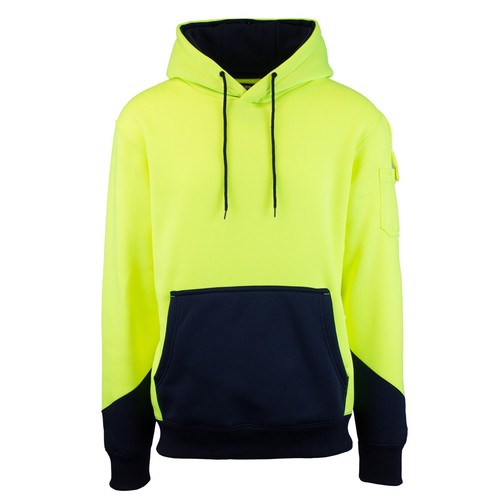 2PC Hi-Vis Safety Work Wear Long Sleeve Jacket Unisex Hooded Fleece Warm Top - Picture 12 of 17