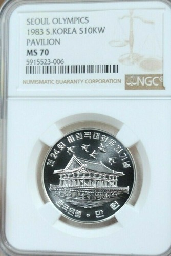1983 SOUTH KOREA SILVER 10000 WON S10KW PAVILION NGC MS 70 SCARCE PERFECTION - Picture 1 of 5