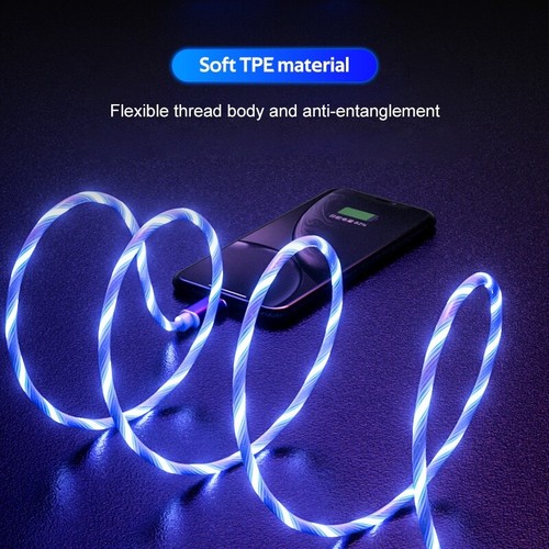 LED Light Up Fast Charger Cable USB Charging Data Cord For iPhone Samsung Galaxy - Picture 13 of 20