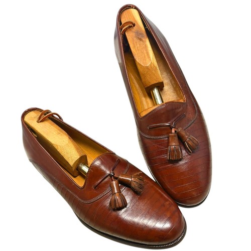Bottino Brown Leather Tassel Slip on Handmade Dress Shoes Mens Size 7.5 M