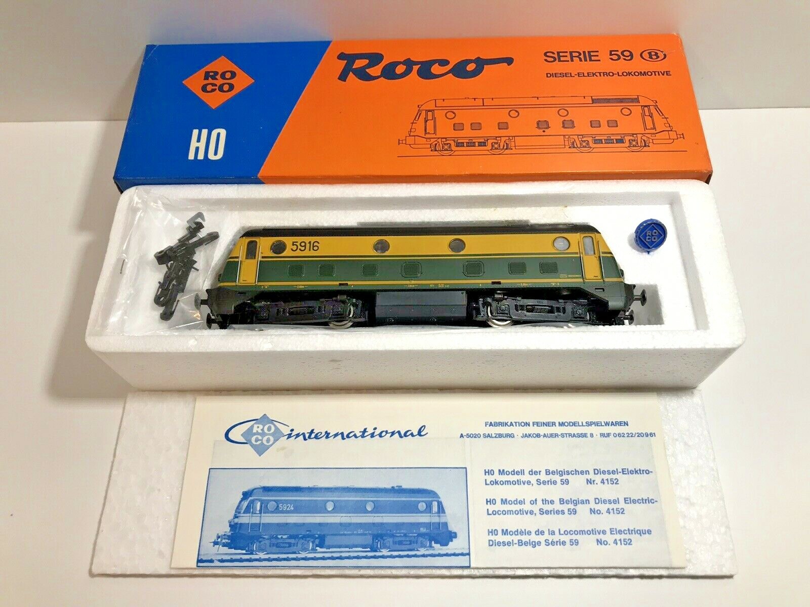 Roco 04152 B - Locomotive diesel BB série 59 ep IV SNCB (5916) en HO, état neuf Roco 04152 B - Locomotive diesel BB série 59 ep IV SNCB (5916) en HO, état neuf