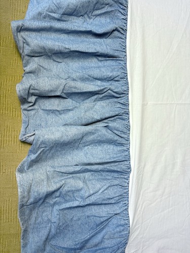 Ralph Lauren Denim Pillow Shams 2 STANDARD & Bedskirt QUEEN Heavyweight Ruffled - Picture 10 of 16