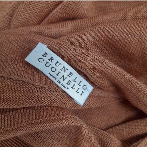 Ladies Brunello Cucinelli Jumper Top Size L (UK 12 -14) Brown Linen Mix Knit - Picture 5 of 8