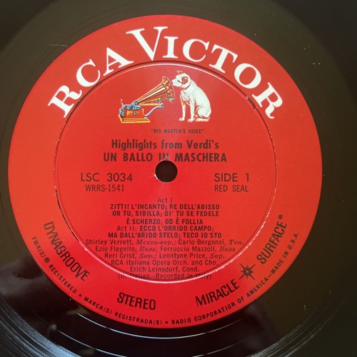Verdi's Un Ballo In Maschera Highlights Price Bergonzi RCA Red Seal LSC3034 1967 - Picture 6 of 8