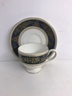 Wedgwood Columbia Blue & Gold R4509 Footed Cup & Saucer 2 3/4” Vintage