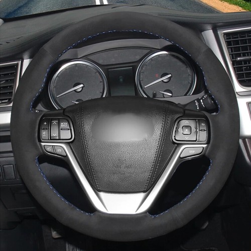 Hand-stitched Black Suede Car Steering Wheel Cover for Toyota Highlander 2014-19 - Picture 2 of 14