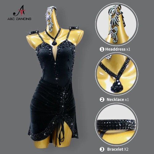 Latin Dance Costume Stage Line Suit Party Dress Outfit Girl New Skirt Wear Sexy - Picture 2 of 20