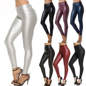 Women-PU-Leather-Yoga-Pants-High-Waist-Push-Up-Stretch-Leggings-Skinny-Trousers