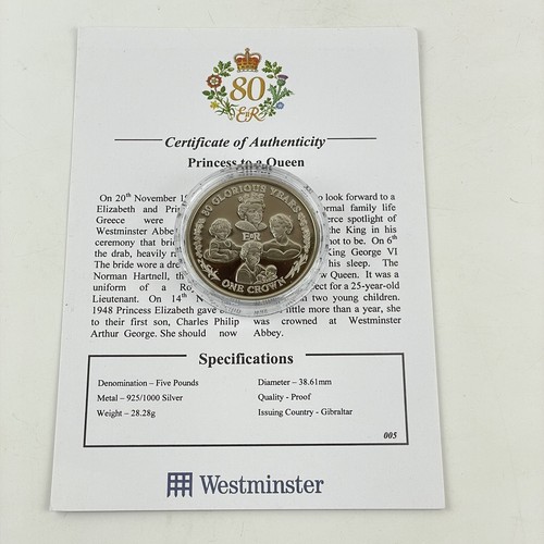Gibraltar Queens 80. Geburtstag Prinzessin an eine Königin Sterlingsilber 5 £ 2006