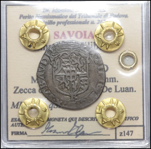 Savoia Emanuele Filiberto Soldo 1569 moneta stati preunitari sigillata - Imagen 1 de 5