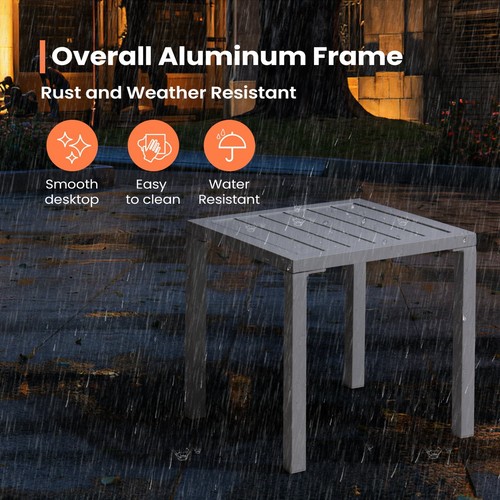 Aluminum Square Side Table Small Patio Coffee Bistro End Table for Outdoor - Picture 7 of 7