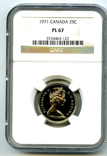 1971 CANADA 25 CENT NGC PL67 PROOF LIKE QUARTER SUPER RARE TOP POP=2 NONE HIGHER