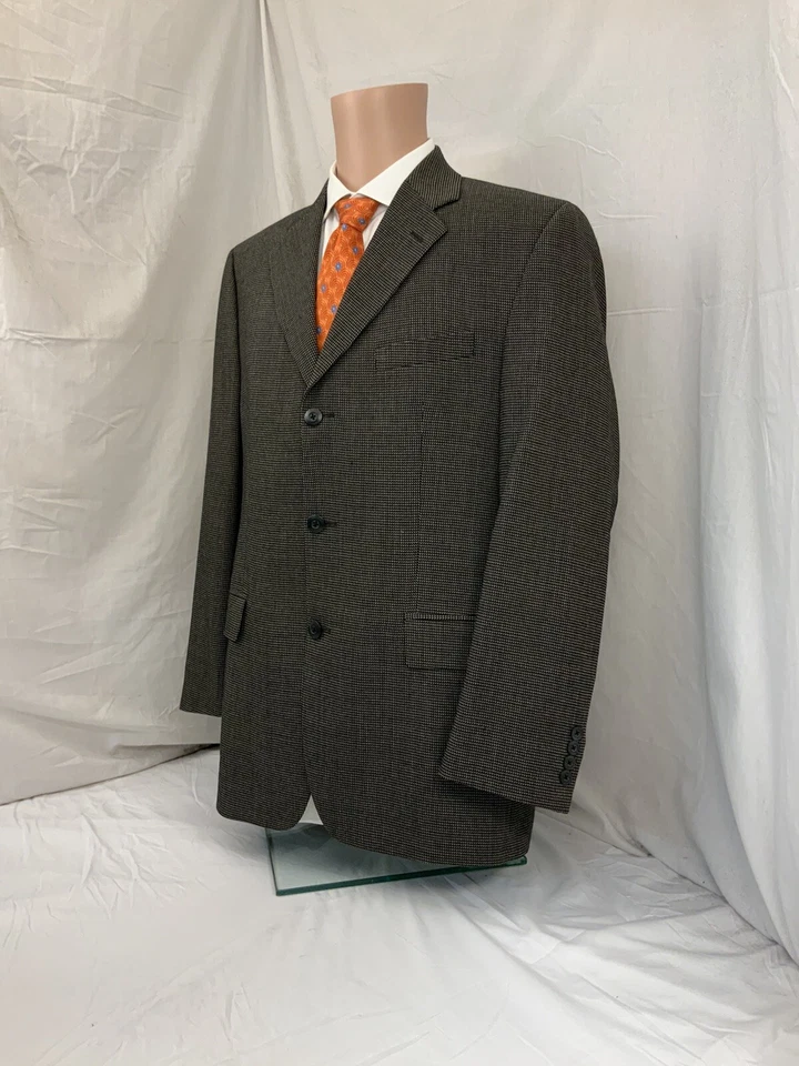 Blazer Kasper Hombre 40R Negro y Dorado Lana Seda 3btn Sin Ventilación 40 R Como Nuevo YGI Q1-329 Foto 4 de 4