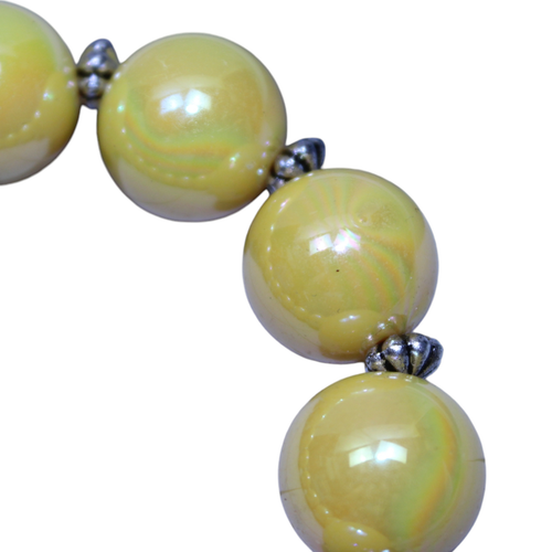 Beaded Stretch Bracelet Shimmer Iridescent Yellow - Picture 3 of 3