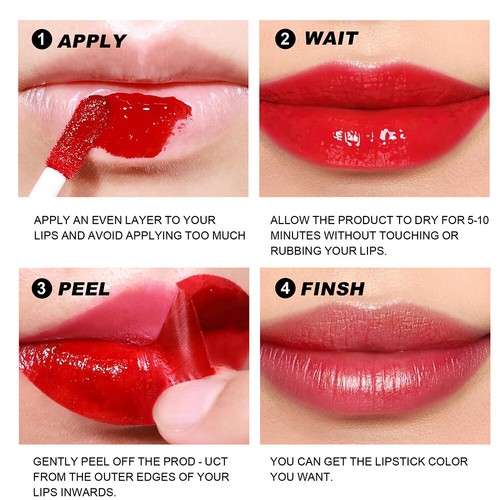 Tear Off Lip Glaze Finish With Base Color Tinted Peel-off Lipstick Lip Gloss /a - Picture 2 of 18