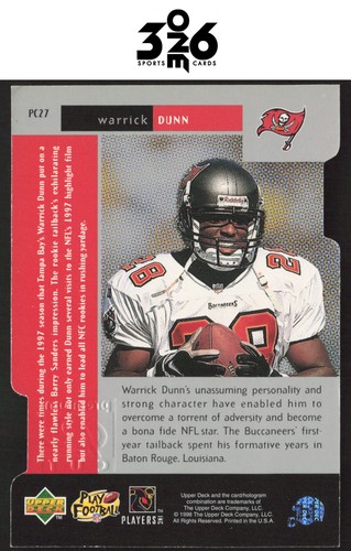 Warrick Dunn 1998 Upper Deck Black Diamond Premium Cut Triple #PC27 - Picture 2 of 2