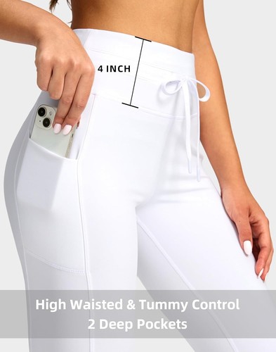 Women's High Waisted Fleece Lined Leggings with Pockets Water Resistant Pants - Picture 22 of 107