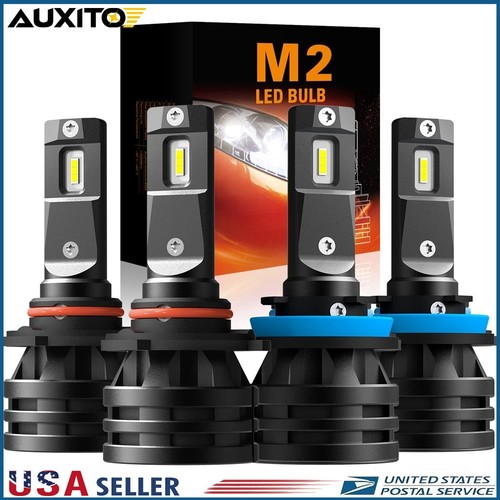 AUXITO 9005 H11 LED Headlight Combo Light Bulb Hi Low Beam 6500K White