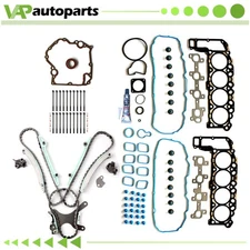 Timing Cover Gasket & Chain Kit Head Gasket Bolt Set For 00 01 Dodge Dakota 4.7L