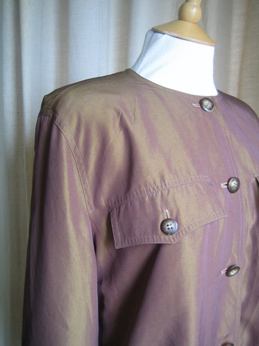 Vintage MAX MARA Brown Silk Bomber Blouson Jacket Lined - M - EUC - Picture 4 of 17